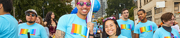 Group of people at a pride event