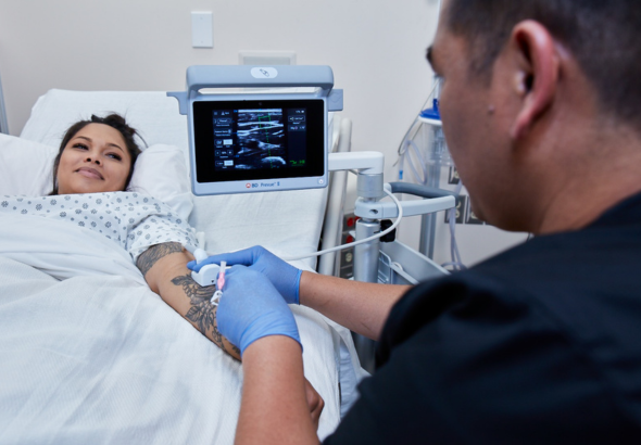 Patient being treated by nurse