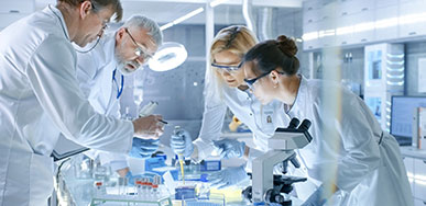 Scientist around table