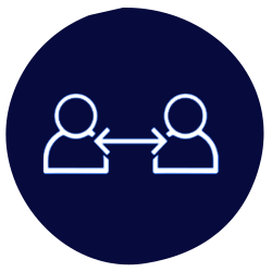 Icons of two people with arrow in middle