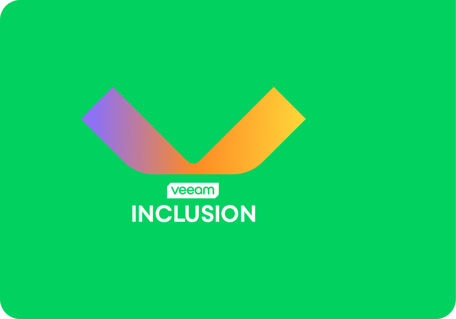 Veeam Inclusion logo with gradient V on green background