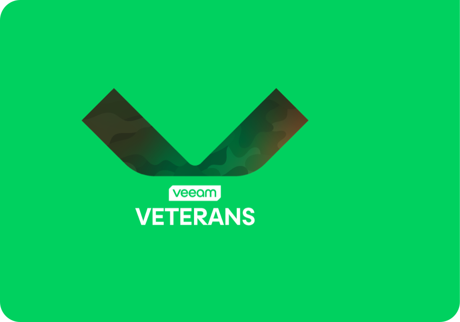 Veeam Veterans logo with camo V on green background