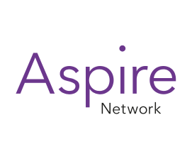 Aspire Network logo with purple and black text.