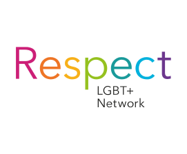 Respect LGBT+ Network logo with rainbow-colored text