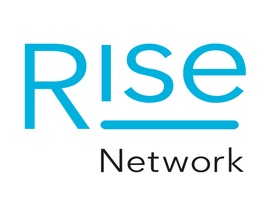 Rise Network logo with blue and black text design.