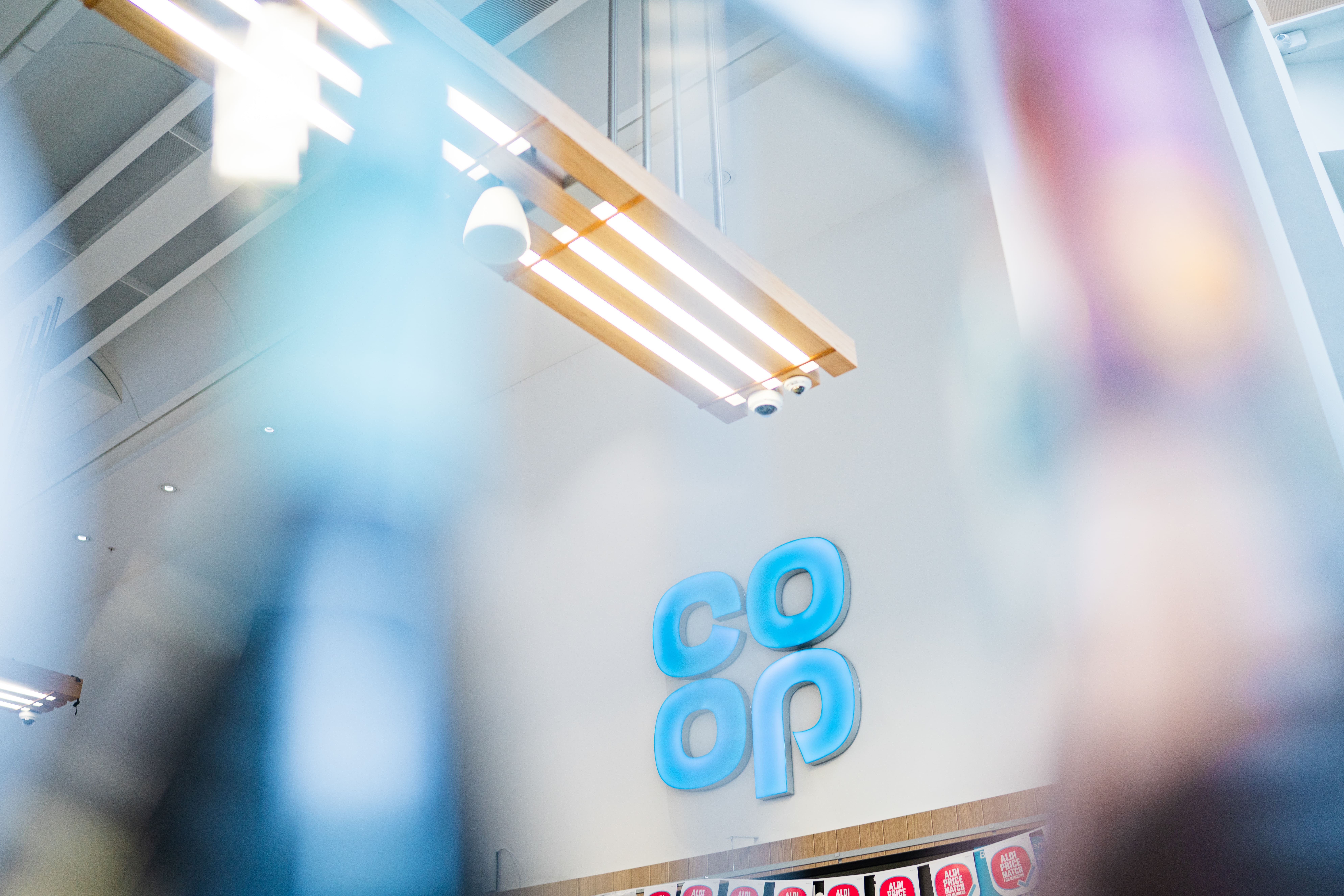 Co-op store logo within a store