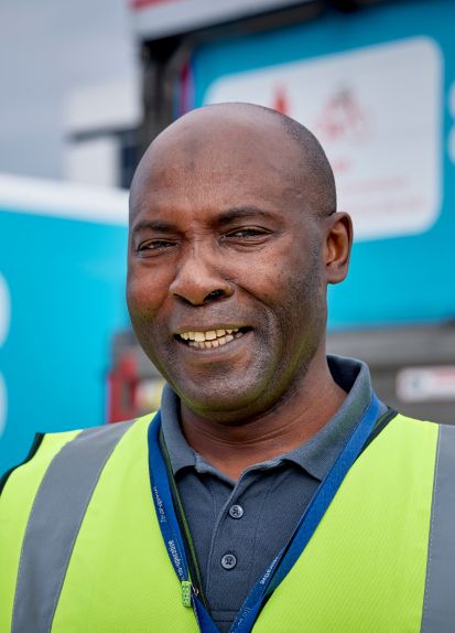 A black man smiling