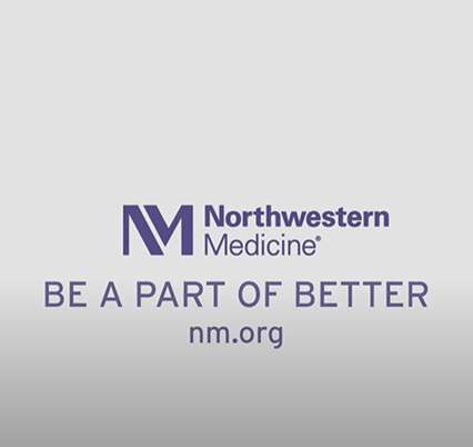A white background with the purple Northwestern Medicine logo and purple text below reading "Be a Part of Something Better" and "nm.org".
