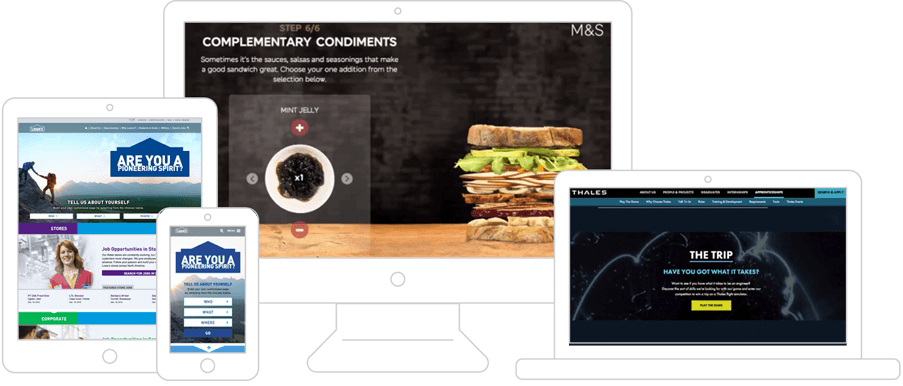 Creative web design for career websites on multiple mobile devices and desktop computers