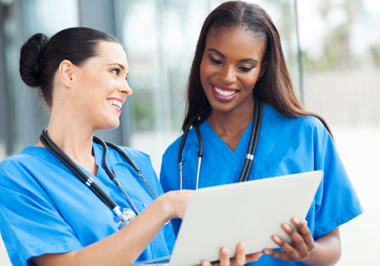 Two nurses in conversation