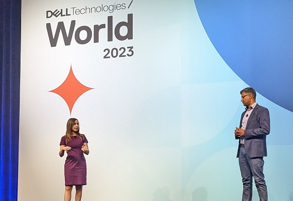 Alyson on stage at Dell Technologies World.