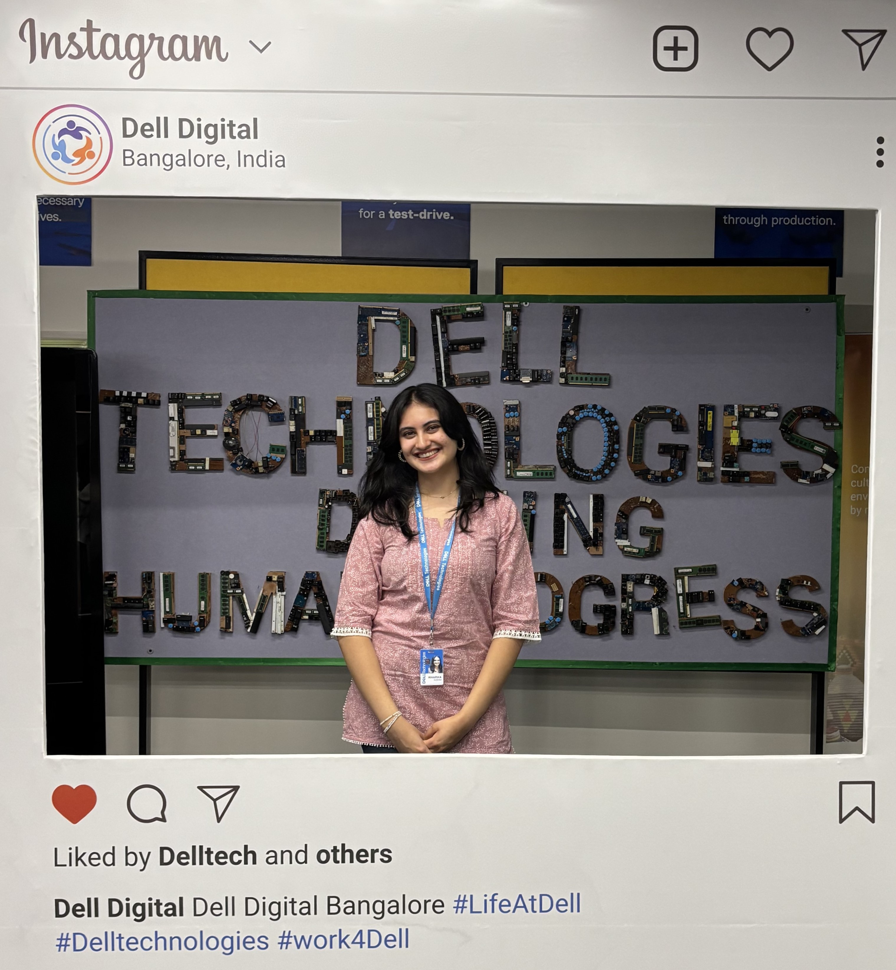 Niharika with a Dell Digital Instagram background