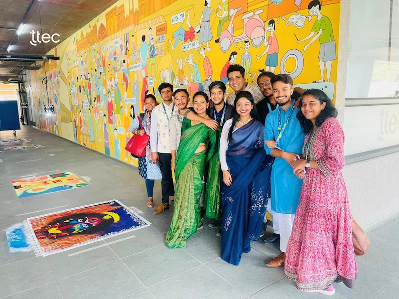 TTEC India team members dressed up during Diwali.
