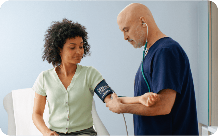 medical employee with patient
