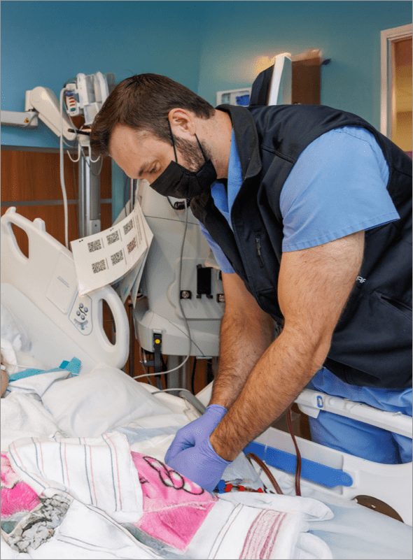 A Doctor checking a patient