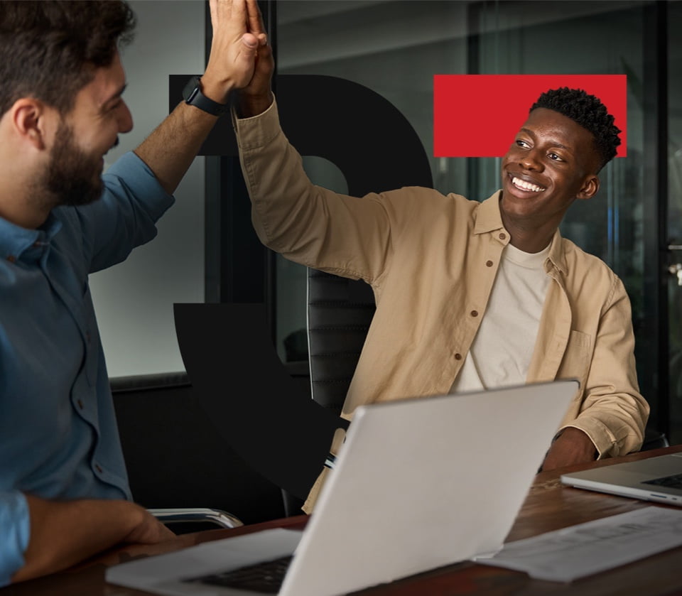 Two people high fiving