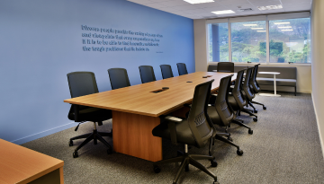 Meeting room with large conference table