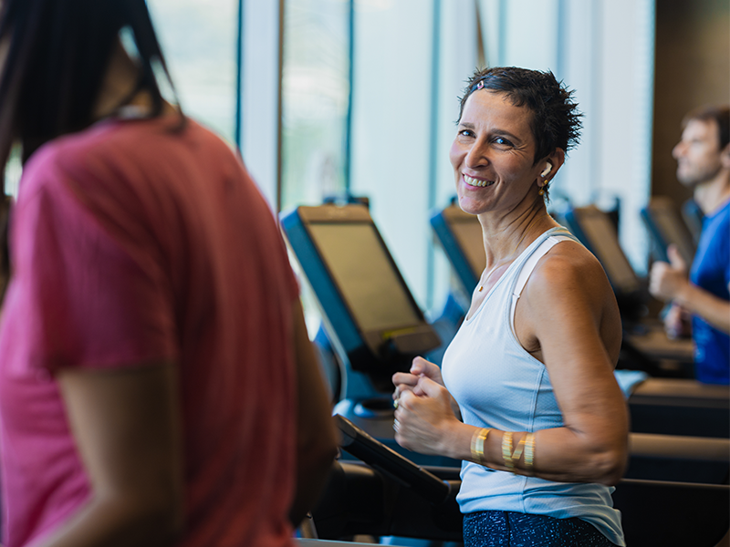 Employees working out