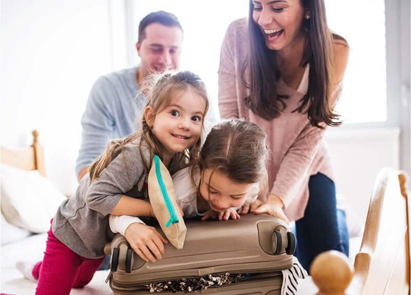 family packing for vacation