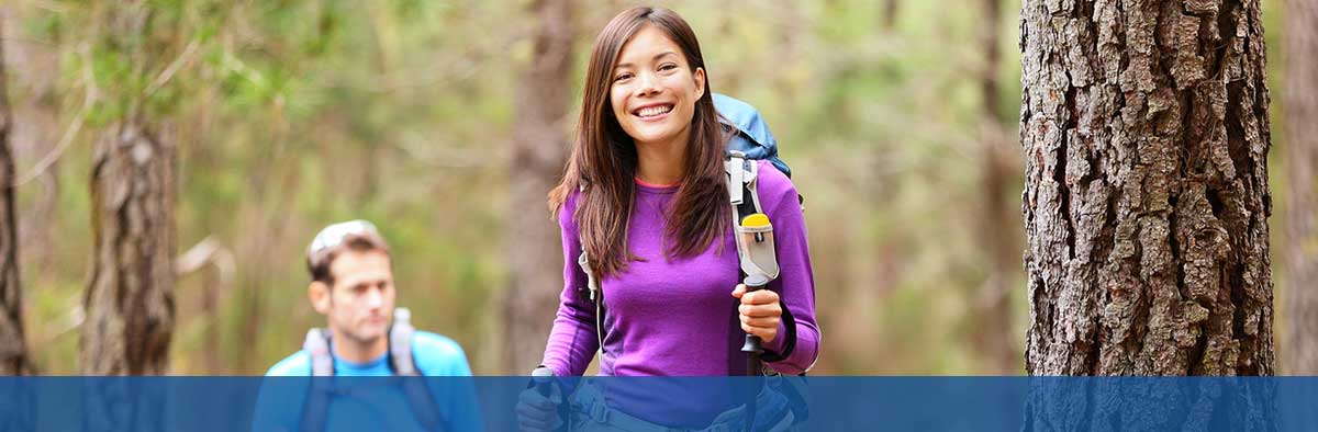 woman and man hiking