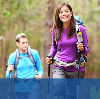 woman and man hiking