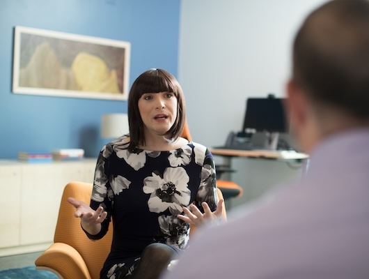 Mental Health worker talking to patient