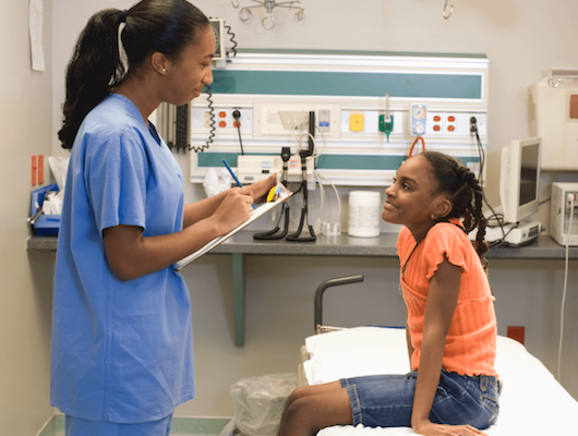 Sunnyside nurse with child patient
