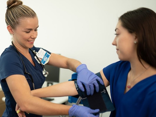 Clinician with patient