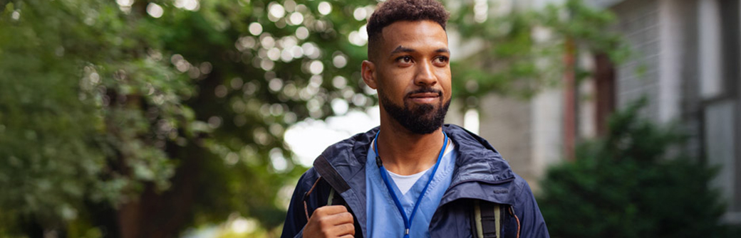 Physician standing outside