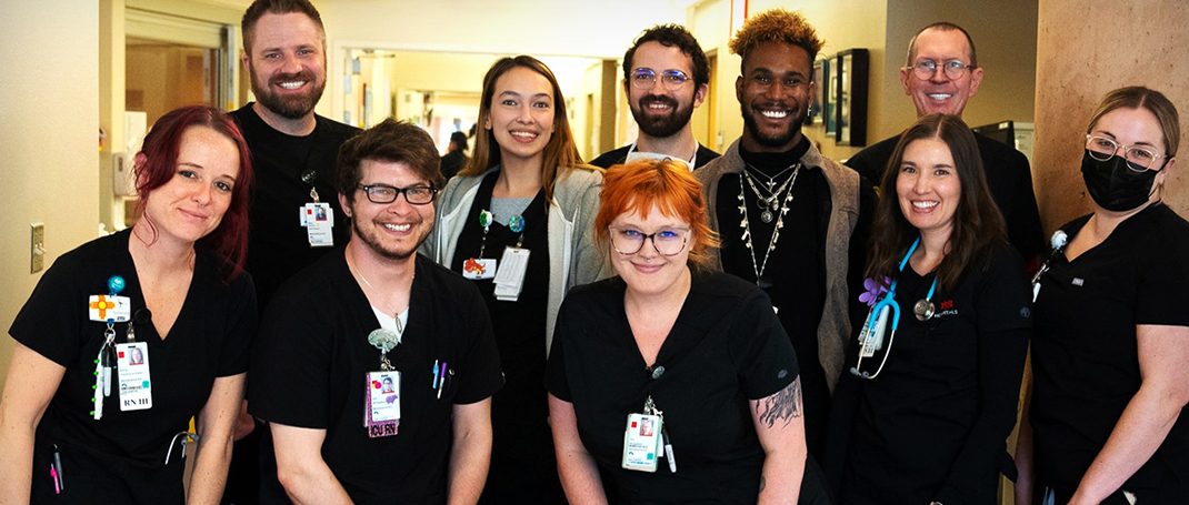 A group photo of all of the nurses at a UNMH hospital department