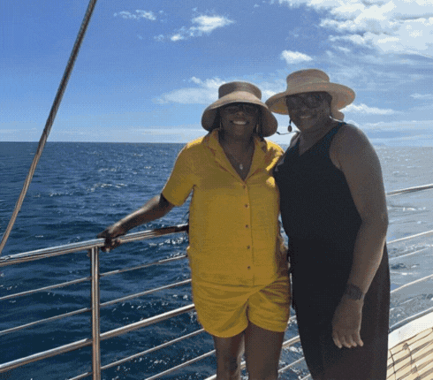 Rotating images of Marlayna with family and friends