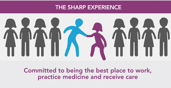 The Sharp experience. Committed to being the best place to work, practice medicine and receive care.