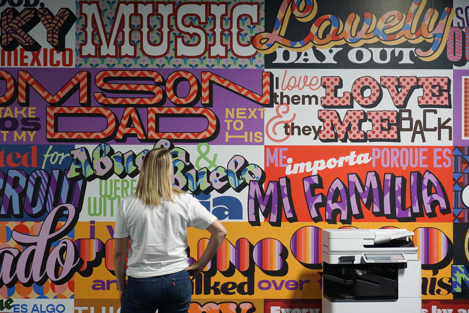Typeface Two mural created by Reggie Baylor through SHARP Literacy's Art for All program