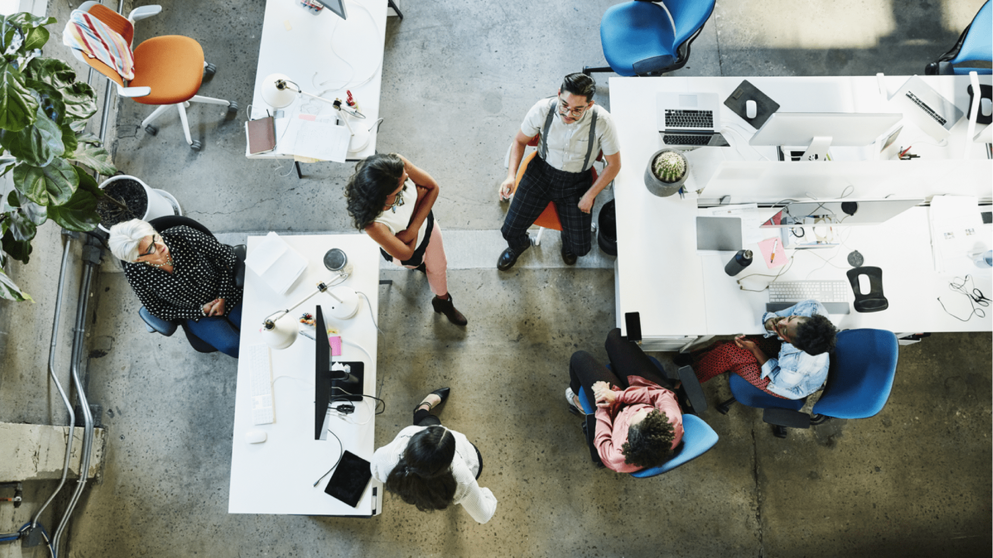 top down view of office