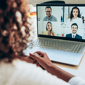 Woman in virtual meeting