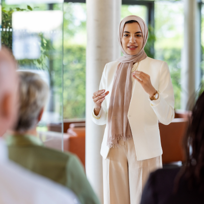 Employee presenting to other employees