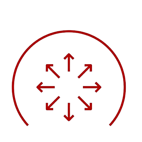 red logo with arrows in a circle