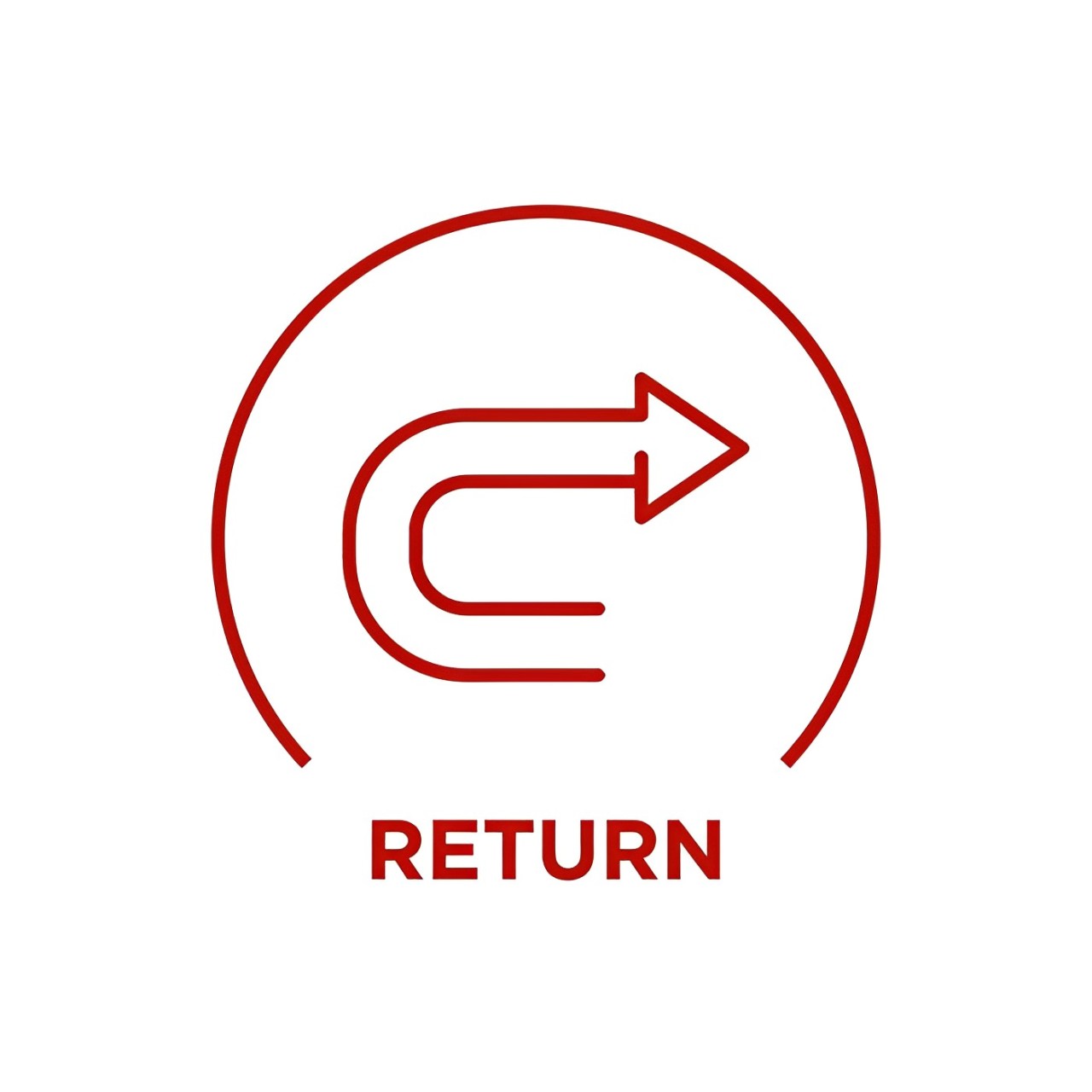 red arrow with text saying return