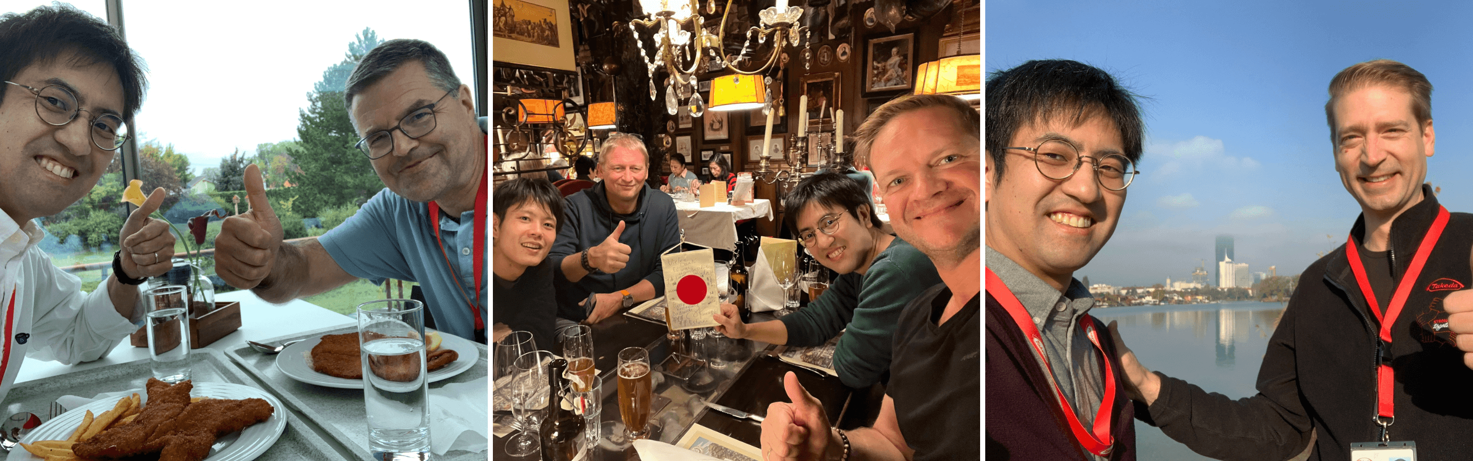 Shinpei with Austrian co-workers in various locations in Vienna