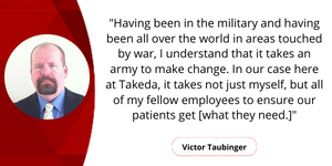 Photo of employee Victor Taubinger with a quote.