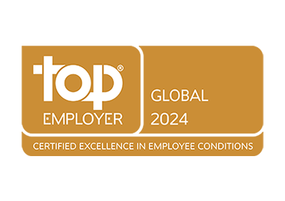 Logo for Top Employer Global 2024, Certified Excellence in Employee Conditions
