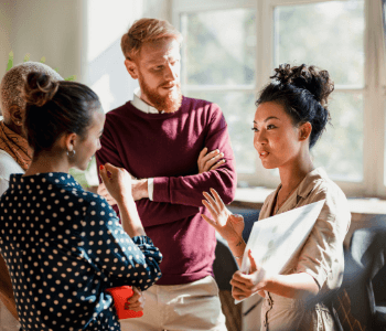 Group of employees talking