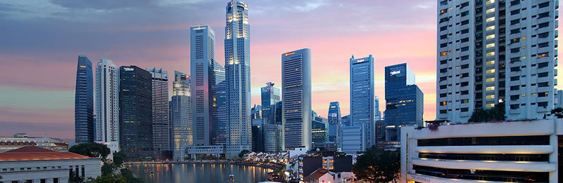 A view of a skyline during sunset