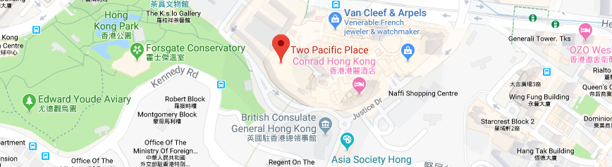 A map of Hong Kong, the TD Ameritrade office and its surrounding area