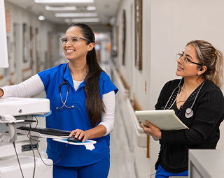 two female nurses in a hospital