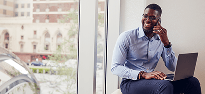 Smiling adult working