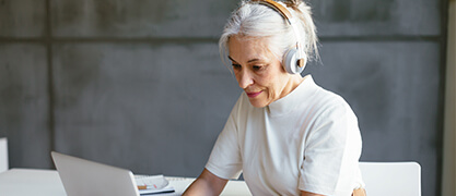 Smiling adult working