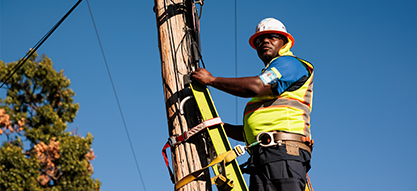 Smiling adult working