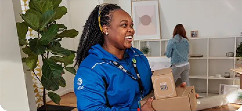 Smiling adult working