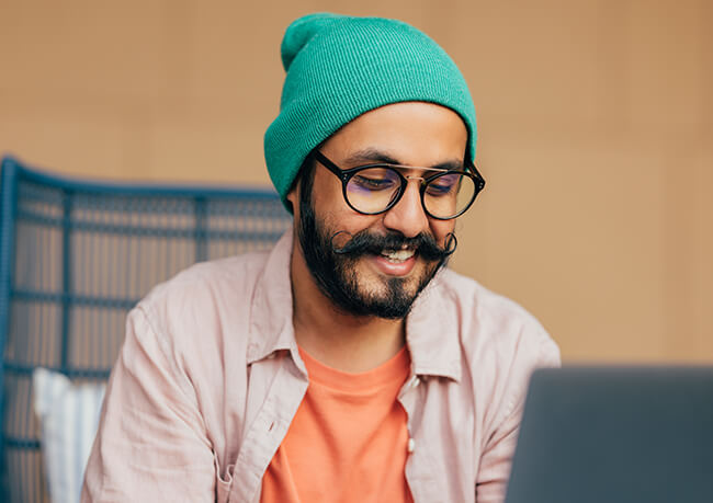 Man working on a laptop
